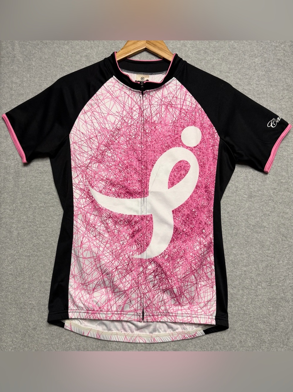 Canari Women’s L Pink Ribbon Cycling Jersey Full Zip 3 Pocket Breast Cancer